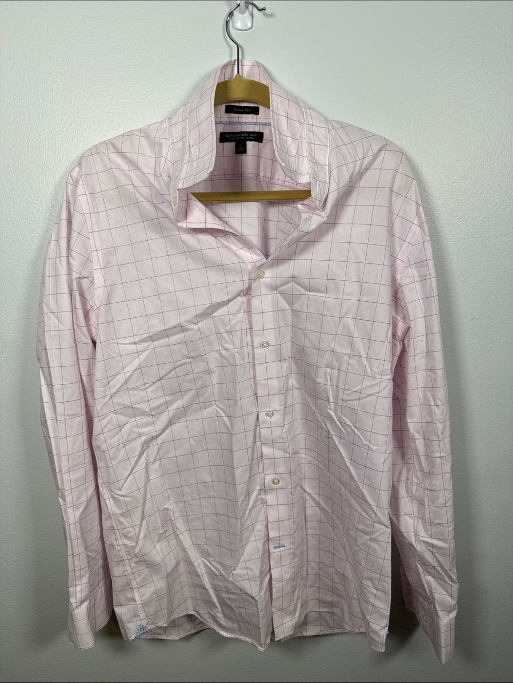 Banana Republic Light Pink Dress Shirt - Slim Fit Size L, 16-16.5
